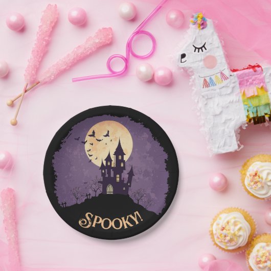 Gothic Spooky Spuk House Halloween Pappteller (Party)