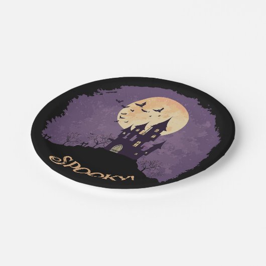 Gothic Spooky Spuk House Halloween Pappteller (Schrägansicht)