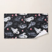 Gothic Spooky Valentine Gespenster mit Herz Badhandtuch Set (Handtuch)