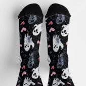Gothic Spooky Valentine Gespenster mit Herz Socken (Oben)