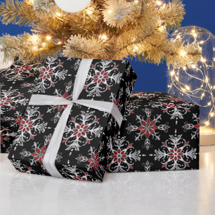 Gothic Spooky Weihnachtsschneeflocken Geschenkpapier