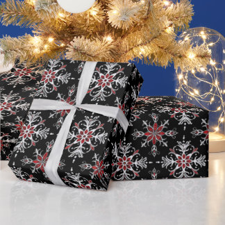Gothic Spooky Weihnachtsschneeflocken Geschenkpapier