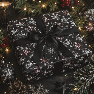 Gothic Spooky Weihnachtsschneeflocken Geschenkpapier
