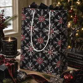 Gothic Spooky Weihnachtsschneeflocken Mittlere Geschenktüte