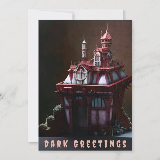 Gothic Spuk Family Viktorianisch Red House Gruß Karte (Vorderseite)