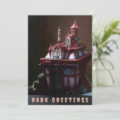 Gothic Spuk Family Viktorianisch Red House Gruß Karte (Stehend Vorderseite)