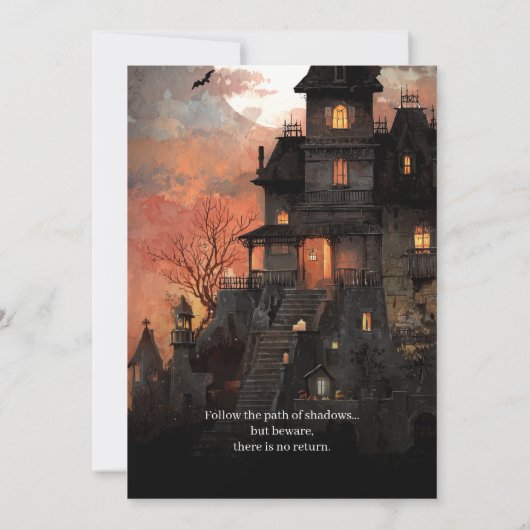 Gothic Spuk House Halloween-Party Einladung (Rückseite)