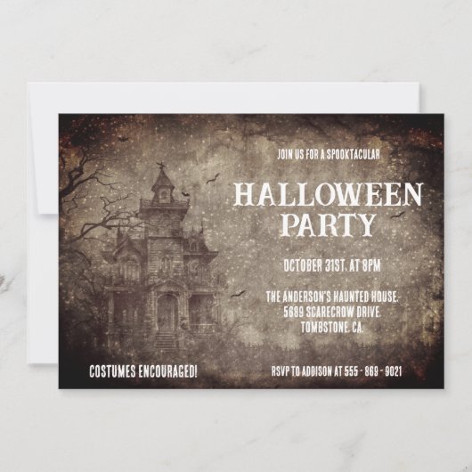 Gothic Spuk House Halloween-Party Einladung (Vorderseite)