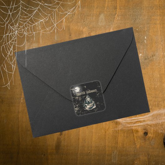 Gothic Spuk House Hexe Halloween-Party Quadratischer Aufkleber