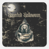 Gothic Spuk House Hexe Halloween-Party Quadratischer Aufkleber (Vorderseite)