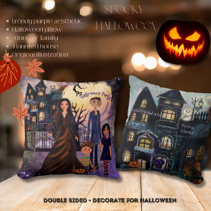 Gothic Spuk House Monster Family Pillow Kissen