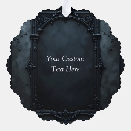 Gothic Square Frame Custom Ornament Karte (Rückseite)