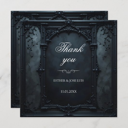 Gothic Square Frame Dankeskarte (Vorne/Hinten)