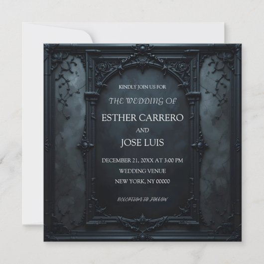 Gothic Square Frame Wedding Invitation Einladung (Vorderseite)