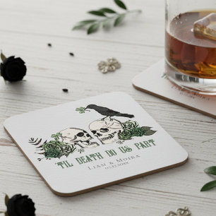 Gothic St. Patrick's Day Floral-Schädel 'Bis zum T Rechteckiger Pappuntersetzer