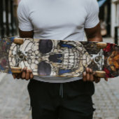 Gothic Stached Glass Skull Design Skateboard