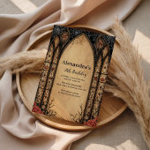 Gothic Stained Arch Rose Birthday Einladung