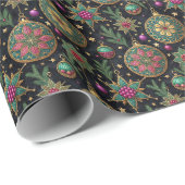 Gothic Stained Glass Christmas Ornament Wrapping  Geschenkpapier (Rolleneckpunkt)