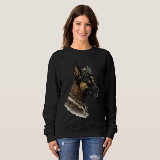 Gothic Steampunk Belgian Malinois Sweatshirt (Vorne ganz)