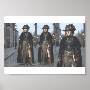Gothic Steampunk Cowgirl Western Plakat