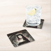 Gothic Steampunk Fallen Angel AI Art Rechteckiger Pappuntersetzer (Vor Ort)