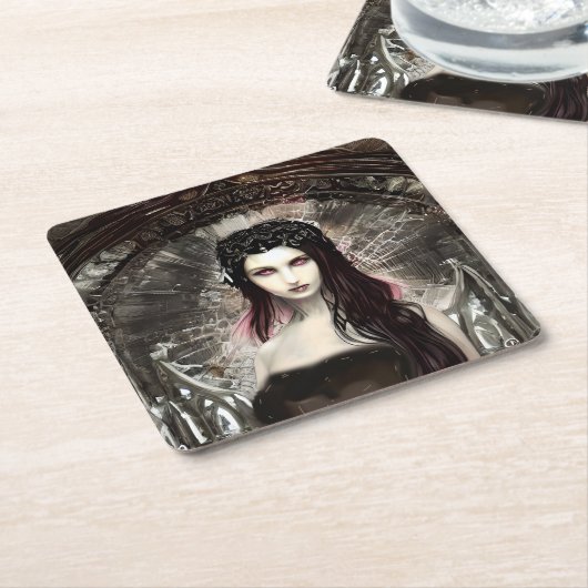 Gothic Steampunk Fallen Angel AI Art Rechteckiger Pappuntersetzer (angewinkelt)