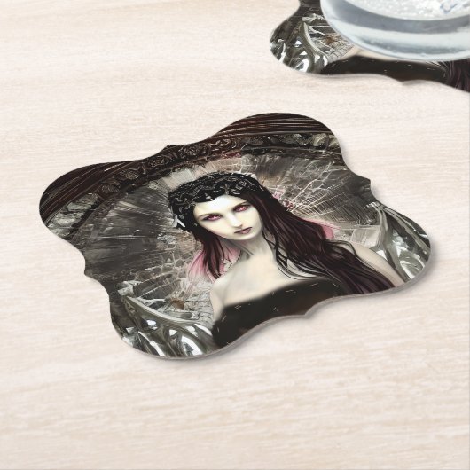 Gothic Steampunk Fallen Angel AI Art Untersetzer (angewinkelt)