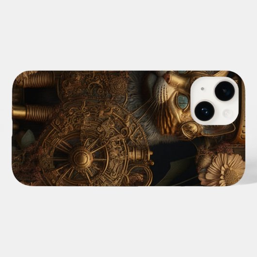Gothic Steampunk Gold Cat Case-Mate iPhone Hülle (Rückseite (Horizontal))