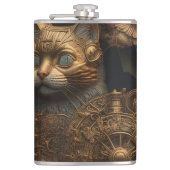Gothic Steampunk Gold Cat Flachmann (Vorderseite)