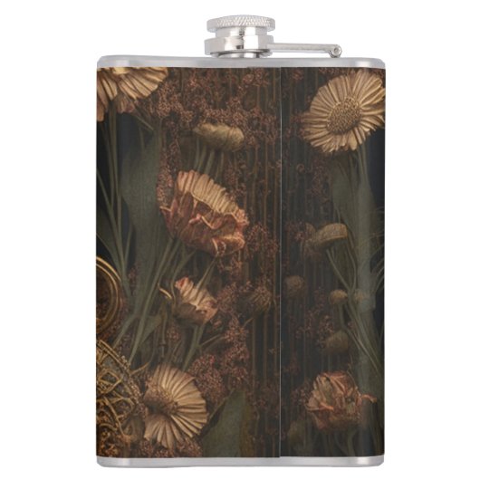 Gothic Steampunk Gold Cat Flachmann (Rückseite)