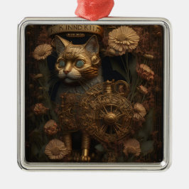 Gothic Steampunk Gold Cat Ornament Aus Metall