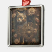 Gothic Steampunk Gold Cat Ornament Aus Metall (Links)