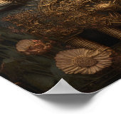 Gothic Steampunk Gold Cat Poster (Ecke)