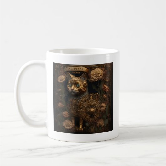 Gothic Steampunk Goldkatze Kaffeetasse (Links)