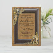 Gothic - Steampunk-Hochzeit auf Wildleder Einladung (Stehend Vorderseite)