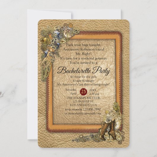 Gothic - Steampunk-Junggeselinnen-Abschied Einladung (Vorderseite)
