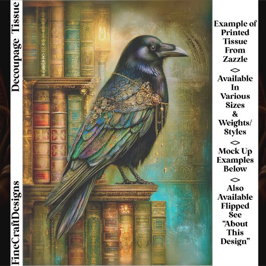 Gothic/Steampunk Rabe mit antiken Büchern ET5R Seidenpapier