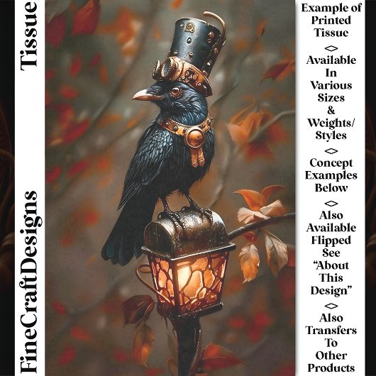 Gothic Steampunk Raven, Lantern, DC2L Decoupage Seidenpapier
