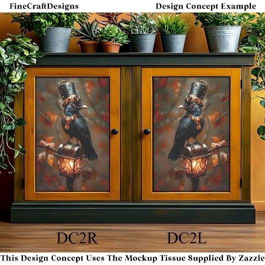 Gothic Steampunk Raven, Lantern, DC2R Decoupage Seidenpapier