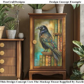 Gothic/Steampunk Raven With Antique Books ET5L Seidenpapier