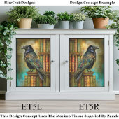Gothic/Steampunk Raven With Antique Books ET5L Seidenpapier
