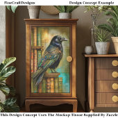Gothic/Steampunk Raven With Antique Books ET5R Seidenpapier