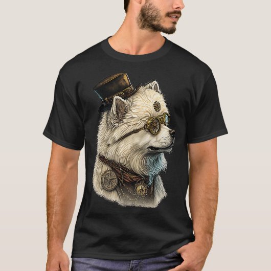 Gothic Steampunk Samoyed T-Shirt (Vorderseite)