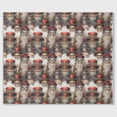 Gothic Steampunk Santa Skulls Weihnachten Geschenkpapier (Flach)