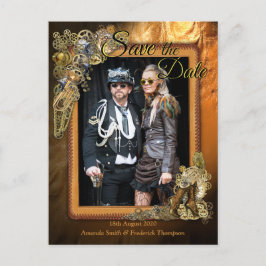 Gothic - Steampunk Save the Date auf Leder Ankündigungspostkarte