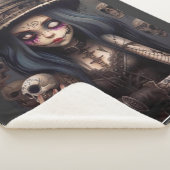 Gothic Steampunk Skull Girl – Dark Fantasy Cozy Sherpadecke (3/4)