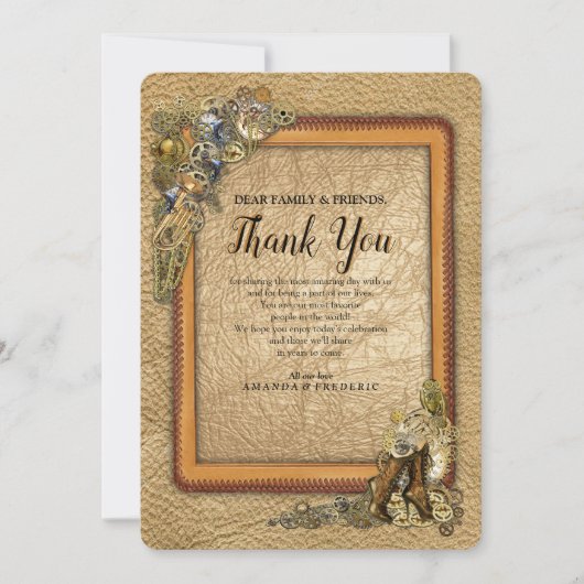 Gothic - Steampunk-Skulpturen auf Leder Vielen Dan Einladung (Vorderseite)