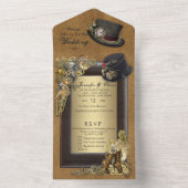 Gothic Steampunk & Suede All in One Wedite Einladu Einladung (Innen Boden)