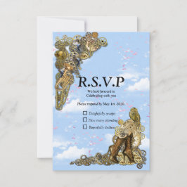 Gothic - Steampunk-UAWG auf Goldleder RSVP Karte