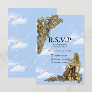 Gothic - Steampunk-UAWG auf Goldleder RSVP Karte